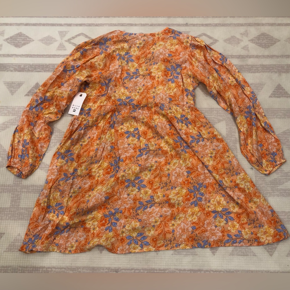 NWT Billabong Secret Wish Floral Long Sleeve Babydoll Dress - Picture 8 of 11
